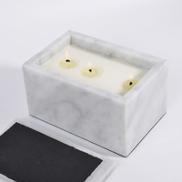 Boîte à bougie vide en marbre blanc de luxe nordique avec couvercle, pour la maison, l'hôtel, la décoration religieuse, récipient à bougie en marbre
