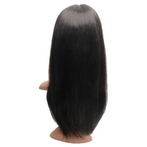 Perruque WIGTS longue résistante à la chaleur de 20 pouces naturelle noire/brune attachée à la main longue ligne droite cheveux humains peignes intérieurs de qualité supérieure respirants - Product Image 3