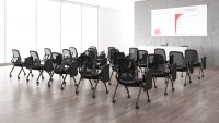 Chaise pliable moderne avec table d'écriture attachée aux visiteurs Chaise de formation pour les visiteurs en maille pour le back office
