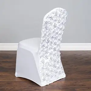 Lüks yüksek streç renkli rozet çiçek tasarım spandex sandalye düğün için kapakları