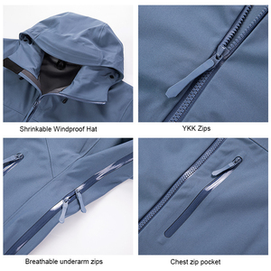 Chaqueta Impermeable Transpirable Calefactable Para Hombre, Cortavientos Rígido Funcional de 3 Capas, Largo con Cierre de Cremallera Para Montañismo - Product Image 5