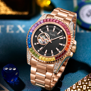 <span class=keywords><strong>Reloj</strong></span> Deportivo Mecánico Automático ON3839 con <span class=keywords><strong>Esfera</strong></span> Grande, Cristal, Manecillas Luminosas, Resistente al Agua, con Puntero de Diamante Arcoíris de Moda - Product Image 4