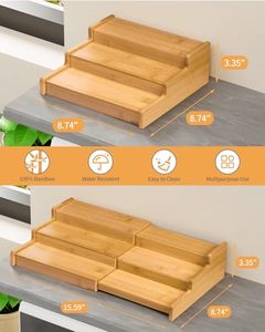 Wholesale 3-Tier Expandable Multifunction <b>Kitchen</b> Spice <b>Storage</b> Rack OEM ODM Custom Logo Cabinet Seasoning - Product Image 3