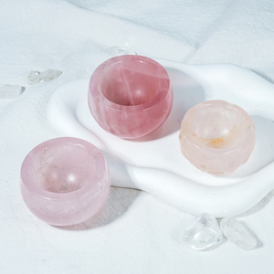 Taza de cuarzo rosa natural tallada a mano, cuenco de cristal curativo, regalo pulido, otras artesanías de cristal, cuenco para decoración del hogar - Product Image 3