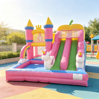 Château gonflable commercial Princesse avec toboggan intégré, château de saut rose pour filles, idéal pour les fêtes d'anniversaire