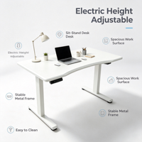 Cadre de bureau électrique réglable en hauteur à double moteur, 2 niveaux, blanc, durable, avec poutre télescopique, ergonomique, pour position assise ou debout