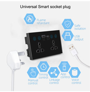 <span class=keywords><strong>Prise</strong></span> murale double 20A, 2 prises, verre trempé universel, <span class=keywords><strong>USB</strong></span> <span class=keywords><strong>type</strong></span>-<span class=keywords><strong>C</strong></span>, interrupteur intelligent Zigbee Tuya - Product Image 2