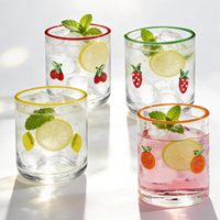 Hittebestendige transparante fruitglazen 14 oz vaatwasserbestendig sap/wijn/cocktailglazen aardbei citroen kers sinaasappel steelloos
