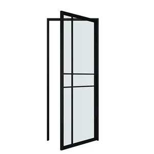 2022 New Design Swing Glass Door With Steel Frame And Hinges