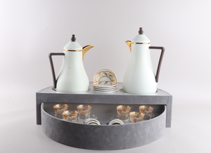 Tazas de vidrio de estilo árabe Dallah de alta calidad y platillos de cerámica, termo de lujo para café, té, juego de termos - Product Image 4