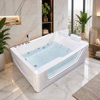 Bañera de Hidromasaje Acrílica de 2 Lados con 9 Jets de Hidromasaje y Luz de Color, Forma Izquierda o Derecha, 170 cm, Directo de Fábrica, con Certificación CE, para Hogar u Hotel