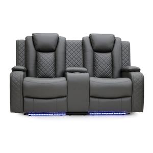 Set <span class=keywords><strong>Sofa</strong></span> <span class=keywords><strong>Recliner</strong></span> Elektrik Kulit Modern Geeksofa Furniture dengan Konsol & Meja Lipat untuk Ruang Tamu - Product Image 4