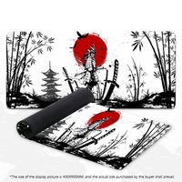 Tapis de Souris Samouraï Accessoire Gamer pour Ordinateur et Bureau Clavier Noir Tapis de Jeu pour Portable PC