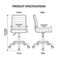 Chaise de bureau ergonomique en PU avec base plaquée, pivotante, réglable en hauteur, gain de place, pour chambre et loisirs