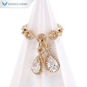 Tianyu Gems Custom Women's 18K Yellow <b>Gold</b> <b>Cocktail</b> <b>Ring</b> Pear Cut Diamond Pave Setting Luxury Pendant Design - Product Image 1
