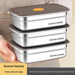 Lonchera Hermética de Acero Inoxidable 316 de Grado Alimenticio, Contenedor Cuadrado para Alimentos con Múltiples Tamaños, Lonchera Bento Apta para Calentar - Product Image 2
