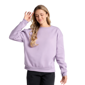 Sudadera de Cuello Redondo para Mujer, 100% Algodón, Manga Larga, Color Sólido Informal, Antipilling, para Todas las Temporadas, Corte Regular - Product Image 1