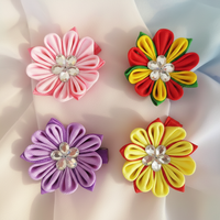 2.5 pouces usine personnalisée impression ruban rose fleur cheveux accessoires pince à cheveux pour bébé filles