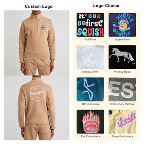 Logotipo personalizado impreso deportivo hombres 310 gramos polar Color sólido Jogging conjunto media cremallera cuello alto chándal transpirable otoño - Product Image 3