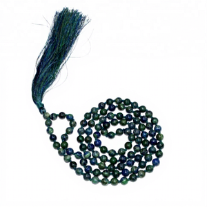 Mala de 108 cuentas de azurita anudadas a mano por artesanos, cuentas de oración para uso diario como joyería, calidad premium - Product Image 2