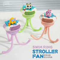 Ventilateur portable silencieux en forme de pieuvre, style animal mignon, pliable, avec câble de charge USB, pour poussette et extérieur