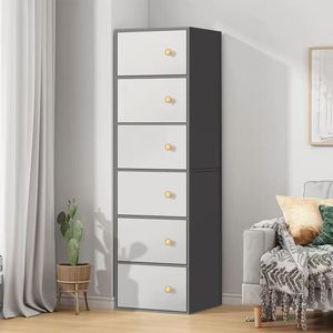 Armoire de rangement à tiroirs <span class=keywords><strong>Commode</strong></span> moderne blanche avec poignées rondes pour chambre à coucher salon Organisateur de meubles d'angle - Product Image 4