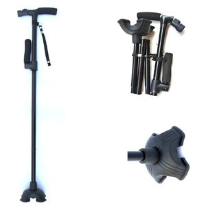Canne télescopique pliable Cleye en alliage d'aluminium, bâton de marche réglable avec base antidérapante à quatre pieds pour soutenir les personnes âgées - Product Image 5