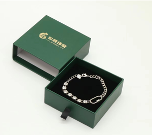 Custom Green Cardboard Luxury Gift Box Packaging Velvet Necklace Bracelet Ring Drawer Paper Jewelry Box