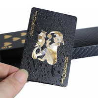 Ensemble de cartes à jouer au poker jeux de fête personnalisés pour Logo photo étanche cartes en PVC feuille noir-or avec boîte pour l'interaction familiale