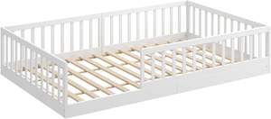 <span class=keywords><strong>Lit</strong></span> <span class=keywords><strong>au</strong></span> <span class=keywords><strong>sol</strong></span> en pin massif 140x200 cm <span class=keywords><strong>Lit</strong></span> <span class=keywords><strong>pour</strong></span> enfant avec barrière de sécurité et sommier à lattes Blanc/Couleur - Product Image 3