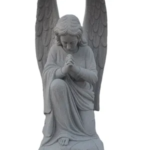 Outdoor Angel Statue Sculpture Garden Life Size Hand Carved Natural Marble Stone Cemetery