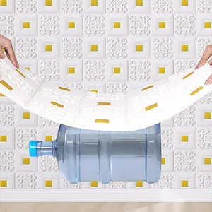 קישוט הבית זהב pvc מדבקות קיר הסיטונאי 3D לבנים דבק קצף