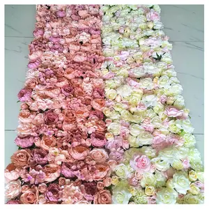 Aangepaste Ontwerp Bruiloft Decorating Bloem Kunstmatige Rose En Hortensia Bloem Muur Achtergrond