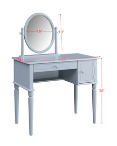 HANYEE – meuble de chambre à coucher moderne, miroir rond <span class=keywords><strong>bleu</strong></span>, Tocador, coiffeuse en <span class=keywords><strong>bois</strong></span> - Product Image 6