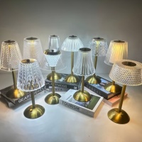 Lámparas de Mesa LED de Lujo Inalámbricas Recargables con Función Táctil, Funcionamiento a Batería, con Pantalla de Cristal Dorado Vintage, Regulables, para Restaurante