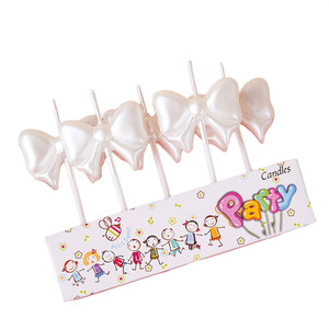 White Bow Candles For <b>Cake</b> <b>Decorations</b> Birthday Party <b>Supplies</b> - Product Image 3