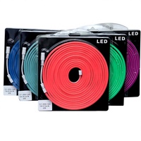 شريط إضاءة نيون مرن LED بجهد 12 فولت، مصنوع من PVC، مقاس 6×12 مم، طول 5 أمتار، يحتوي على 120 مصباح LED لكل متر، قابل للقطع كل 2.5 سم، 8 واط لكل متر، إضاءة نيون حبلية، متوفر بـ 12 لونًا.