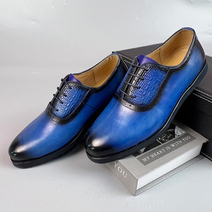 Chaussures habillées pour hommes en cuir véritable, style Oxford, bout rond, à lacets, respirantes, pour le bureau et la carrière, toutes saisons, semelle extérieure en caoutchouc, cuir de vachette - Product Image 3