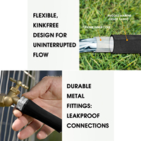 Tuyau d'eau à débit ininterrompu Kinkless flexible pour irrigation de 25 pieds avec raccords solides en aluminium 3/4
