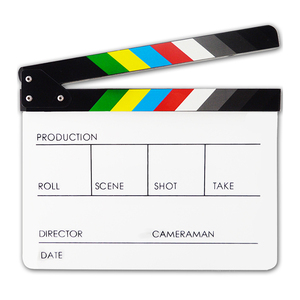 Acrílico colorido Clapperboard Clapper Board Dry Erase Director Cut TV Movie Film Action Slate Clap Corte hecho a mano Prop - Product Image 1
