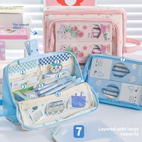 Haute qualité, haute valeur esthétique, étui à crayons transparent de grande capacité, sac de papeterie multifonctionnel de style Ins pour les filles