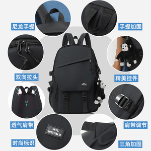 Student Backpack 15 Inches Dark Gray Fashion Label Unisex School Education Laptop Bag - Product Image 5