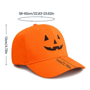 Gorra de Béisbol con Bordado de Calabaza de Halloween, Unisex, Naranja, Algodón, Ajustable, 6 Paneles, Protección Solar, Gorra Casual para Fiestas de Halloween - Product Image 4