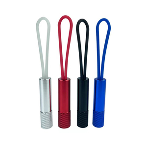 Promotional OEM Led Torch Light Aluminum Alloy Keychain Silicon Strap Flashlight Soft LED Mini Loop Flashlight AAA Battery