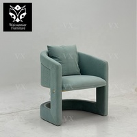 Fauteuil de loisir simple de luxe français Fauteuil lounge à dossier incurvé bleu pour la maison ou l'hôtel Durable