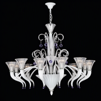 Lustre en verre soufflé à la main de style Murano, luminaire suspendu décoratif en verre artistique pour salle à manger de villa