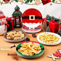 Assiettes en papier de Noël imprimées en sérigraphie 4 couleurs Xuece, lot de 100 pièces, 9 pouces, vaisselle jetable pour fêtes de fin d'année