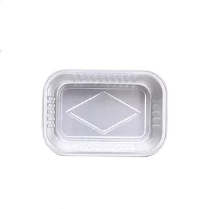 High Temperature Square Disposable Fast Food Meal Lunch Packaging Aluminum Tray Foil Container