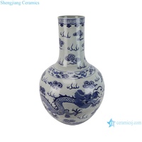 Vase en porcelaine artisanal RZOY47-A de Jingdezhen, motif dragon et phénix bleu et blanc, écologique, pour la décoration intérieure