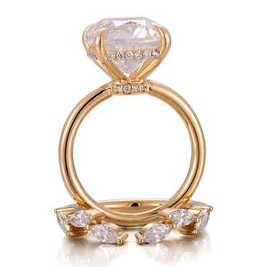 2025 Trending Iced Out Hpht Diamanten Sieraden 10K 14K 18K Massief Echt Goud Op Maat Handgemaakte Fijne Ringen Trouwring Set Vrouwen - Product Image 3